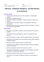 Sound Waves & Acoustics Critical Thinking Prompts sample page