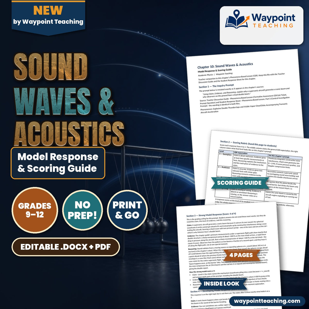Sound Waves & Acoustics Model Response & Scoring Guide cover