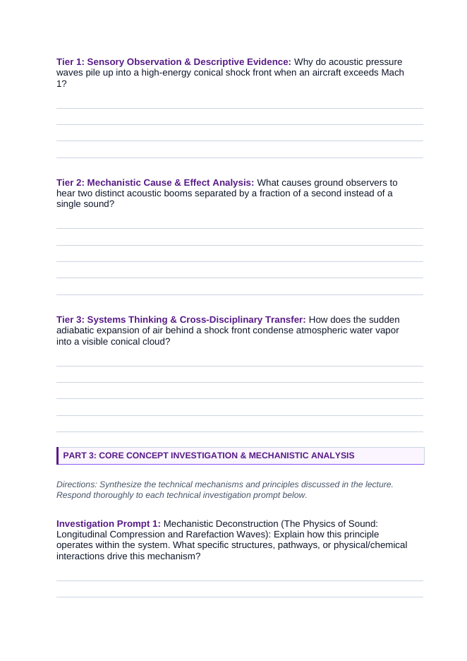 Sound Waves & Acoustics Phenomena-Based Lesson: Explosive Double Thunderclaps and Visible Vapor Cloud Disks Accompanying Transonic Aircraft Acceleration Student Response Sheet sample page
