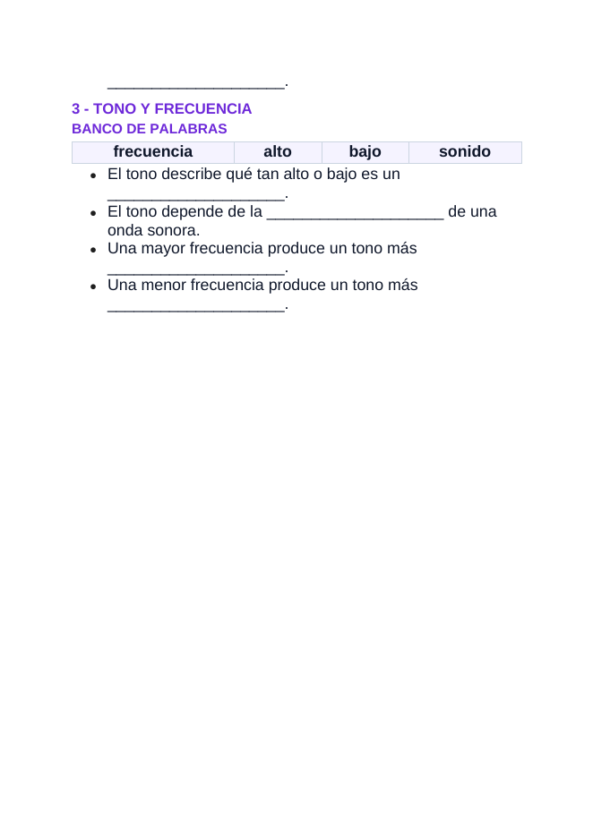 Sound Waves & Acoustics Spanish Guided Notes sample page