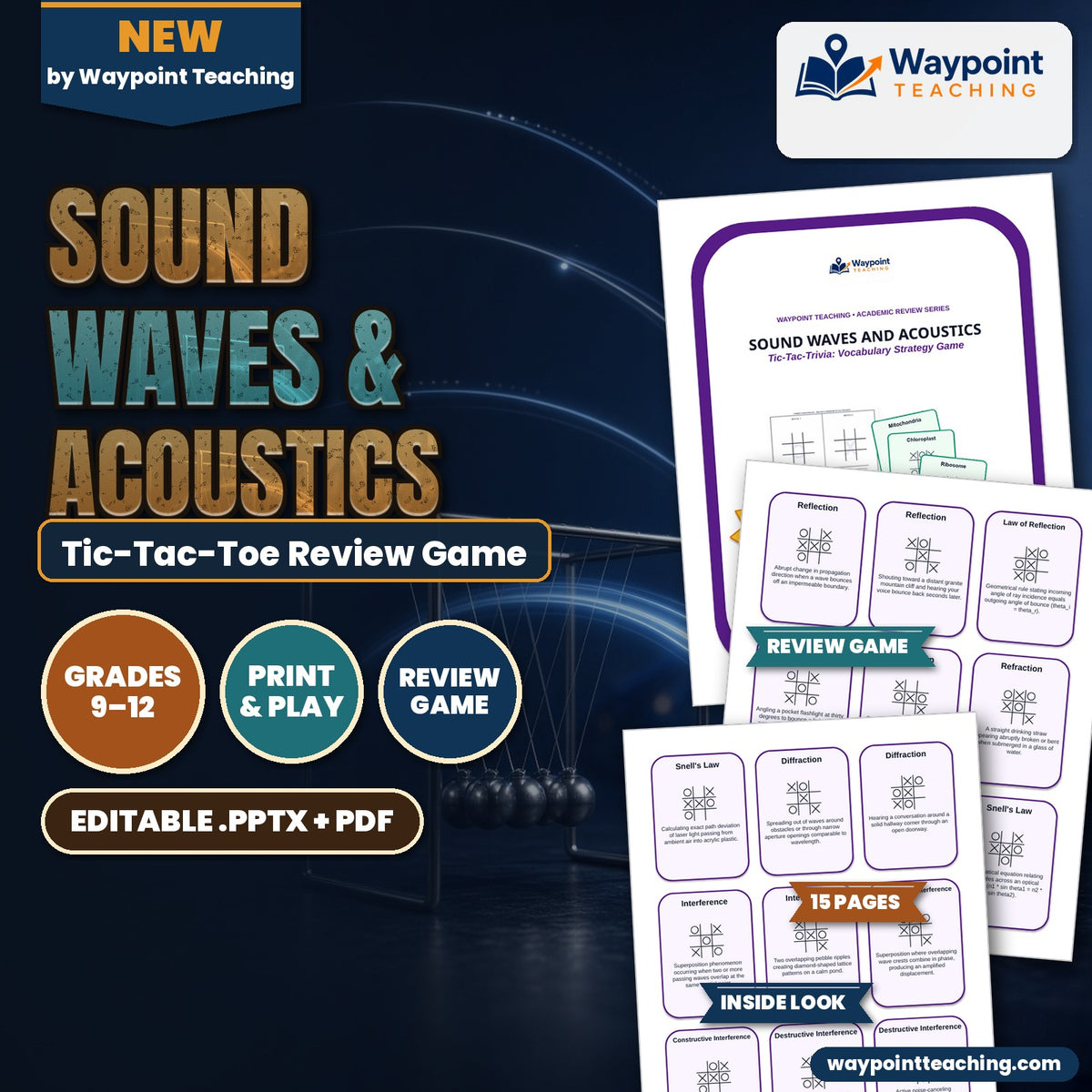Sound Waves & Acoustics Tic-Tac-Toe Review Game cover