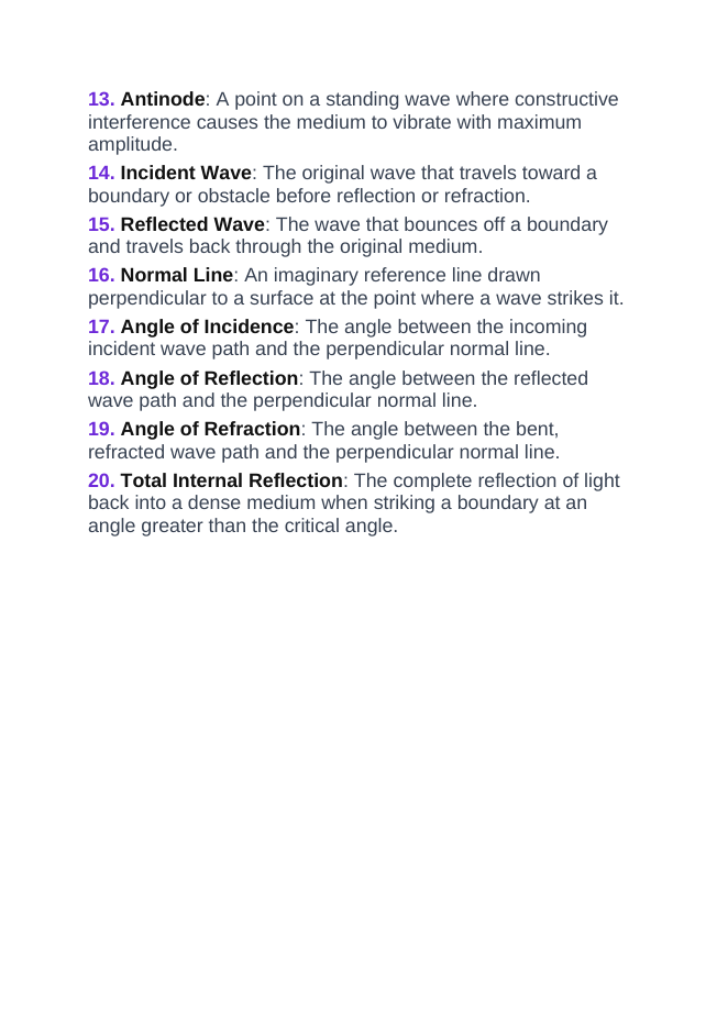 Sound Waves & Acoustics Vocabulary Words & Definitions sample page
