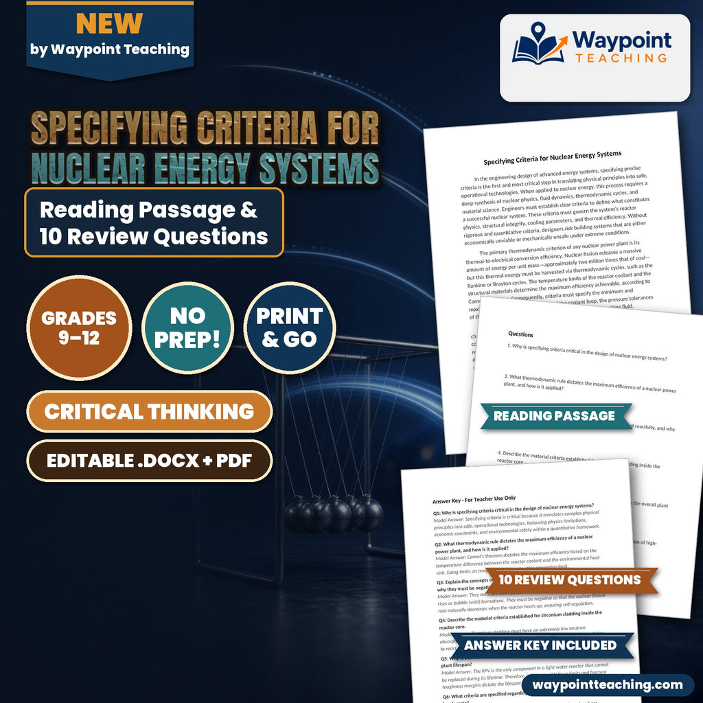 Specifying Criteria for Nuclear Energy Systems Reading Worksheet cover