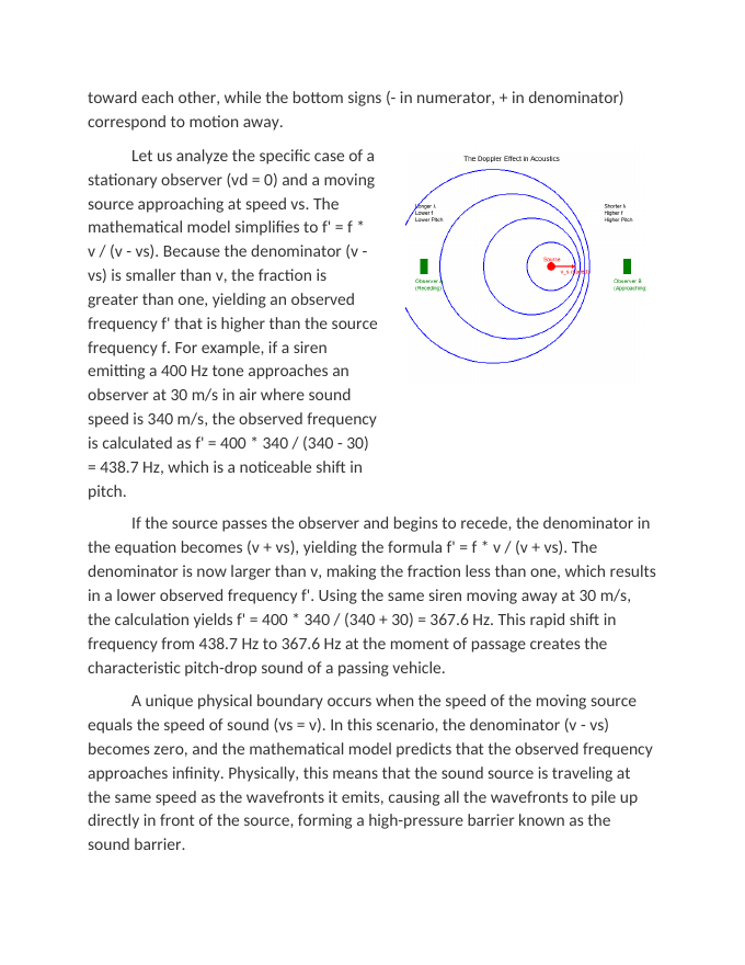 The Doppler Effect and Frequency Shifts Reading Worksheet sample page