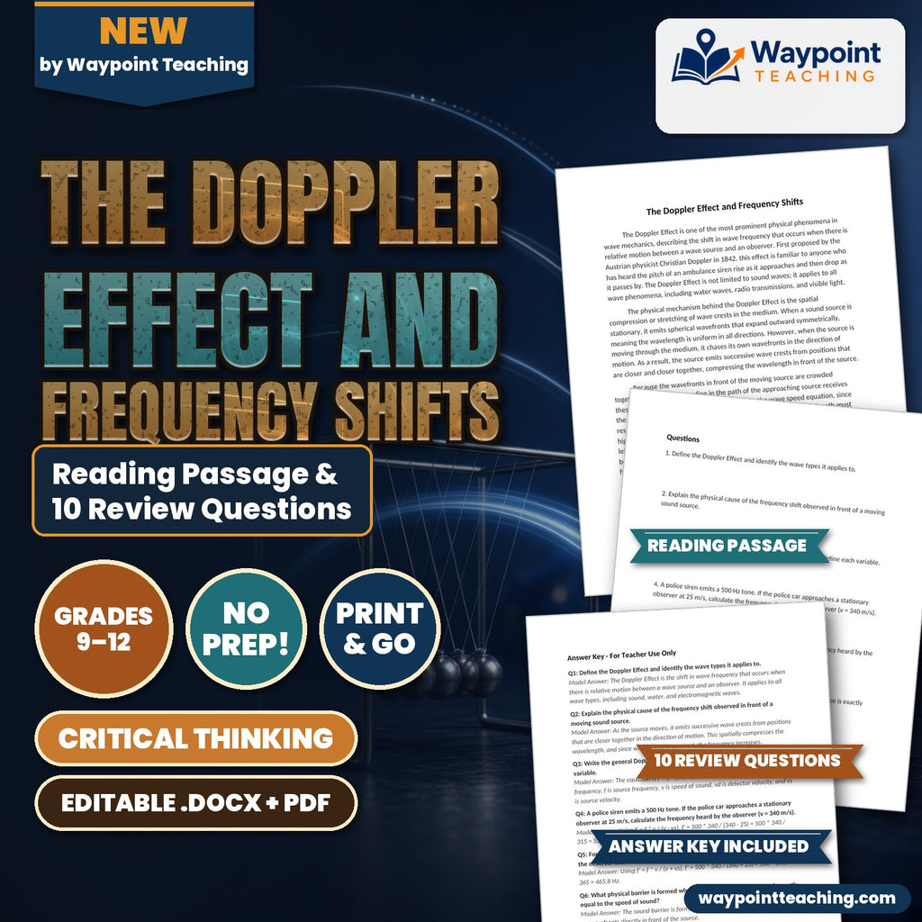 The Doppler Effect and Frequency Shifts Reading Worksheet cover