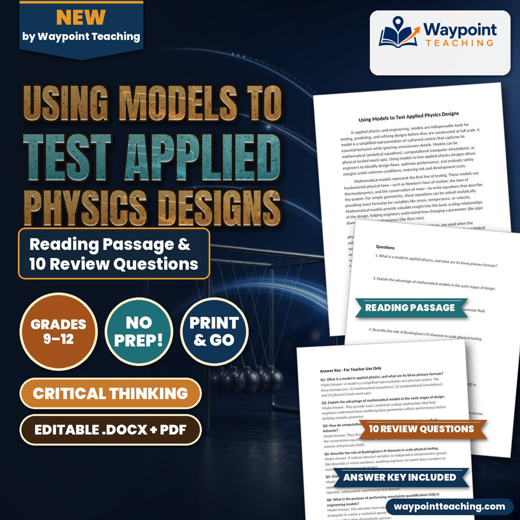 Using Models to Test Applied Physics Designs Reading Worksheet cover