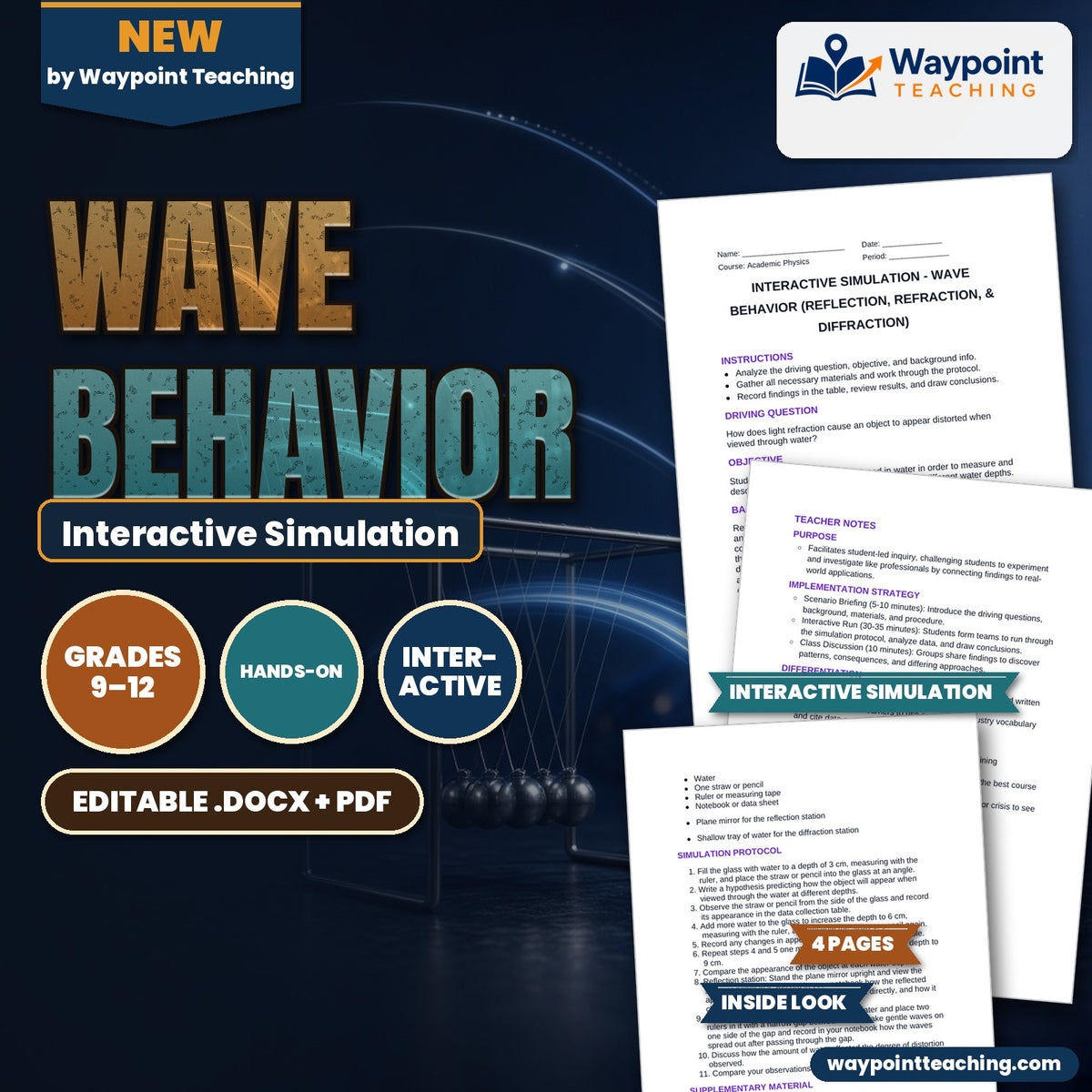 Wave Behavior: Reflection, Refraction, & Diffraction Interactive Simulation cover