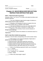 Wave Behavior: Reflection, Refraction, & Diffraction Lesson Quiz sample page