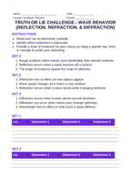 Wave Behavior: Reflection, Refraction, & Diffraction Truth or Lie Challenge sample page