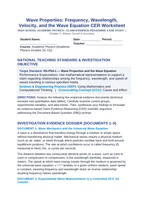 Wave Properties: Frequency, Wavelength, Velocity, and the Wave Equation CER Phenomena Worksheet sample page