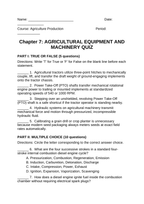 Agricultural Equipment & Machinery Lesson Quiz sample page