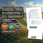 Agricultural Recordkeeping & Data Management Vocabulary Words & Definitions cover