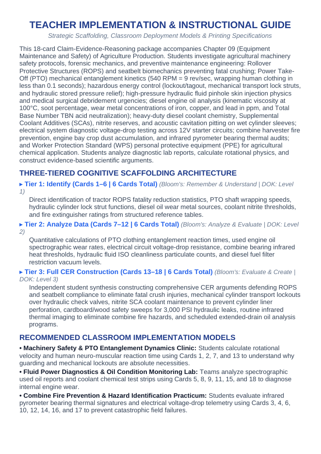 Equipment Maintenance & Safety CER Task Cards sample page