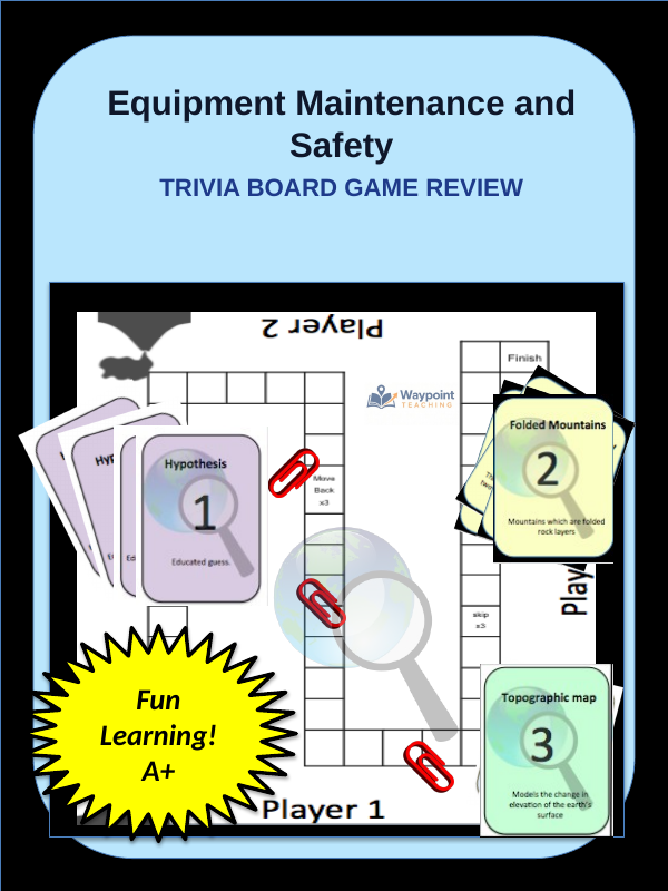Equipment Maintenance & Safety Trivia Board Game sample page