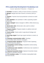 FFA Leadership Development Vocabulary Words & Definitions sample page