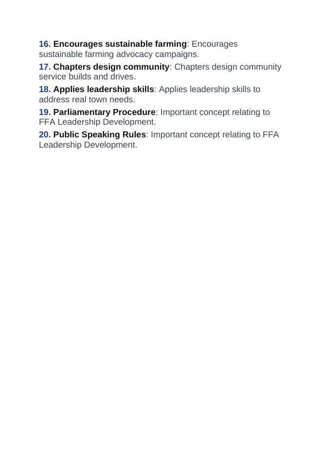 FFA Leadership Development Vocabulary Words & Definitions sample page