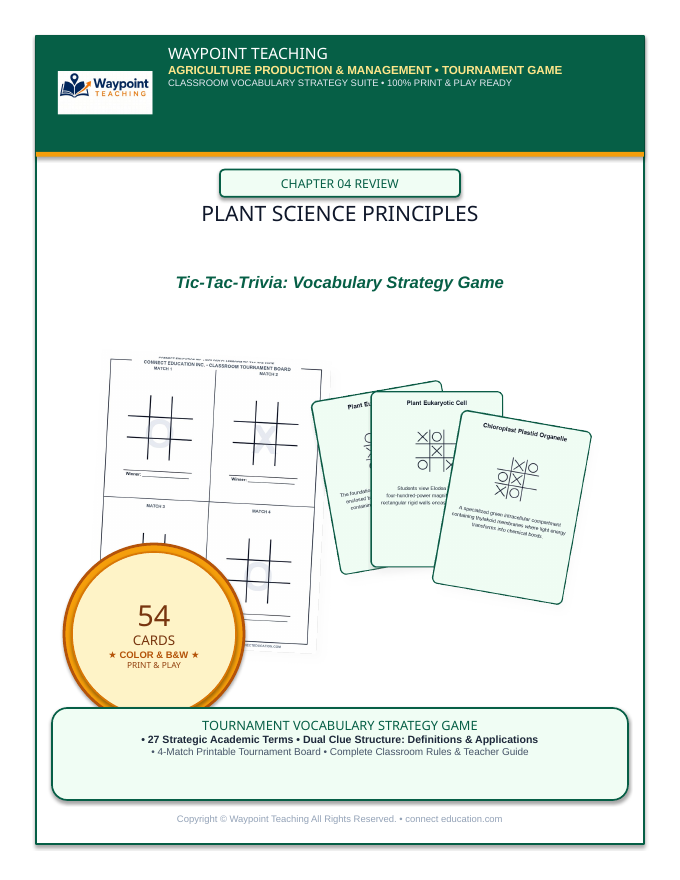 Plant Science Principles Tic-Tac-Toe Review Game sample page