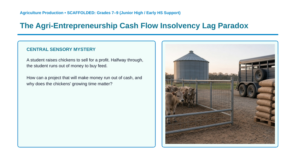 SAE Programs Scaffolded Phenomena-Based Lesson: The Agri-Entrepreneurship Cash Flow Insolvency Lag Paradox Presentation sample page