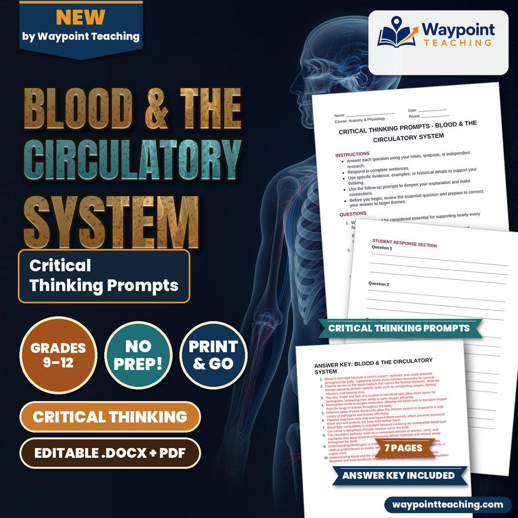 Blood & the Circulatory System Critical Thinking Prompts cover