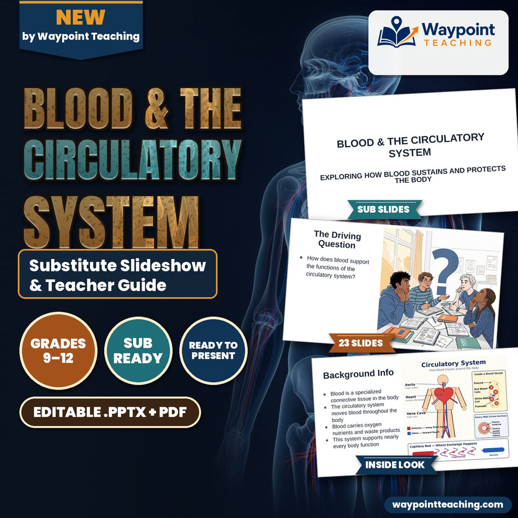 Blood & the Circulatory System Substitute Slideshow & Teacher Guide cover
