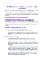 Cell Structure, Function, & Transport 5E Lesson Plan sample page