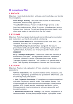 Cell Structure, Function, & Transport 5E Lesson Plan sample page