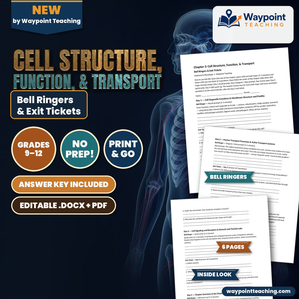 Cell Structure, Function, & Transport Bell Ringers & Exit Tickets cover
