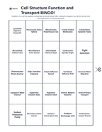 Cell Structure, Function, & Transport BINGO Review Game sample page