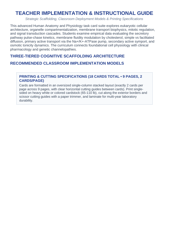 Cell Structure, Function, & Transport CER Task Cards sample page