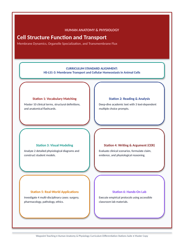 Cell Structure, Function, & Transport Differentiation Stations sample page