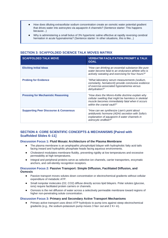 Cell Structure, Function, & Transport Scaffolded Phenomena-Based Lesson: Drowning from Within: How Drinking Too Much Pure Water Causes Fatal Brain Swelling Teacher Discussion Guide sample page
