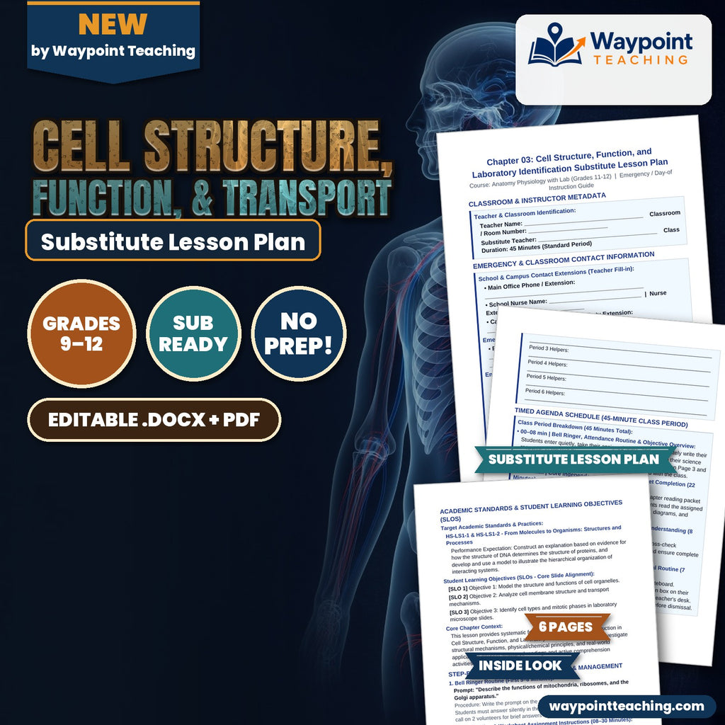 Cell Structure, Function, & Transport Substitute Lesson Plan cover