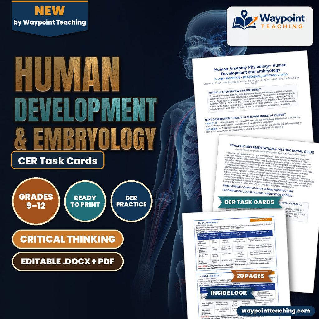 Human Development & Embryology CER Task Cards cover