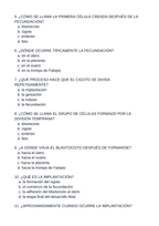 Human Development & Embryology Spanish Unit Test sample page