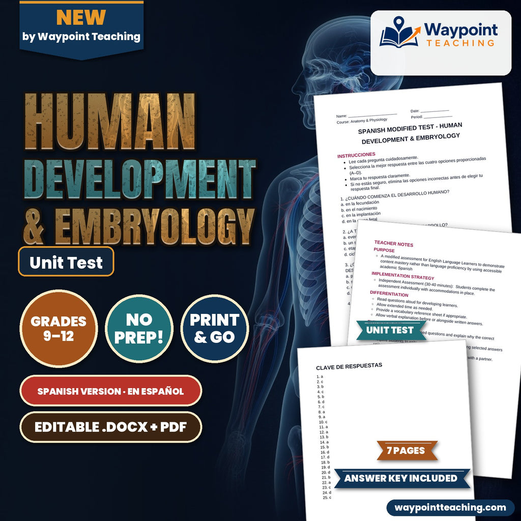 Human Development & Embryology Spanish Unit Test cover