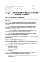 Introduction to Anatomy & Physiology Lesson Quiz sample page