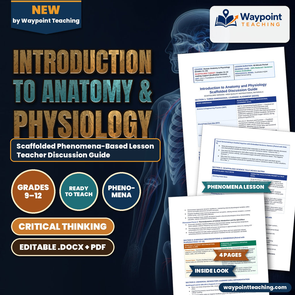 Introduction to Anatomy & Physiology Scaffolded Phenomena-Based Lesson: The Frozen Miracle: 80 Minutes Submerged at 13.7°C with Near-Complete Neurological Recovery Teacher Discussion Guide cover