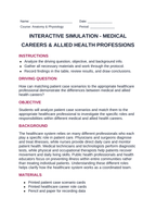 Medical Careers & Allied Health Professions Interactive Simulation sample page