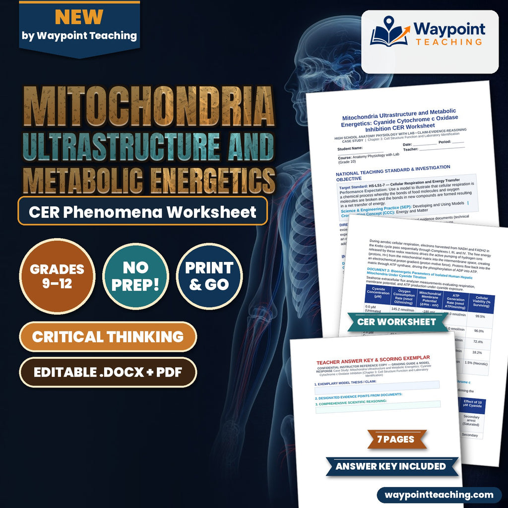 Mitochondria Ultrastructure and Metabolic Energetics: Cyanide Cytochrome c Oxidase Inhibition CER Phenomena Worksheet cover