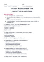 The Cardiovascular System Spanish Unit Test sample page