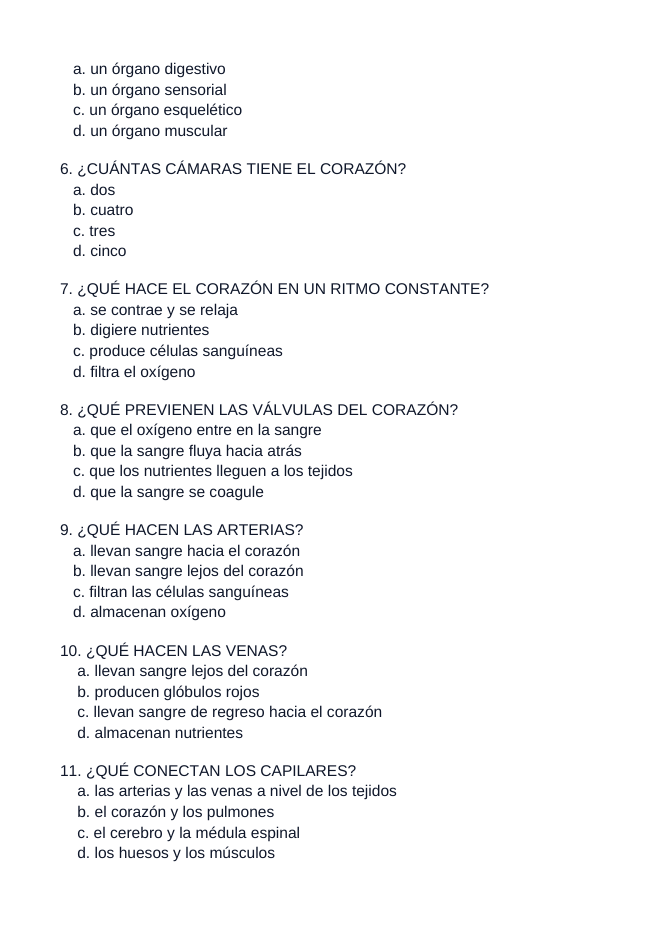 The Cardiovascular System Spanish Unit Test sample page