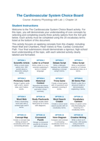 The Cardiovascular System Vocabulary Choice Board sample page