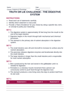 The Digestive System Truth or Lie Challenge sample page