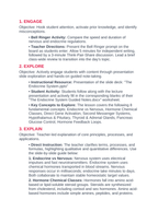 The Endocrine System 5E Lesson Plan sample page