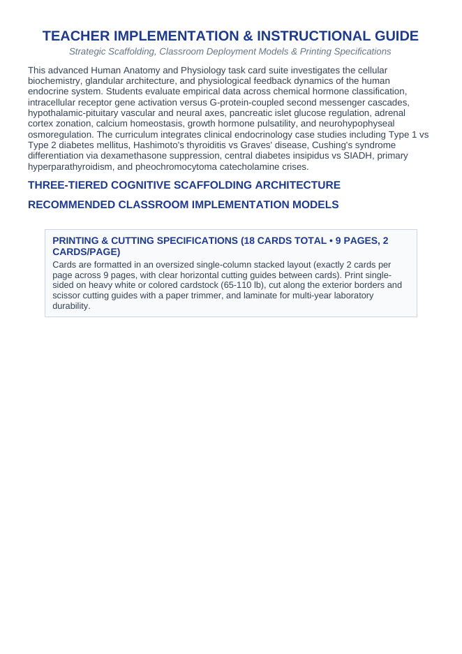 The Endocrine System CER Task Cards sample page