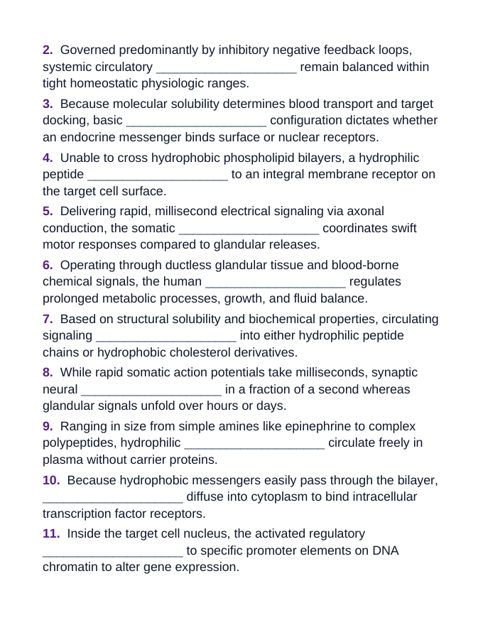 The Endocrine System Fill-in-the-Blank Vocabulary Worksheet sample page