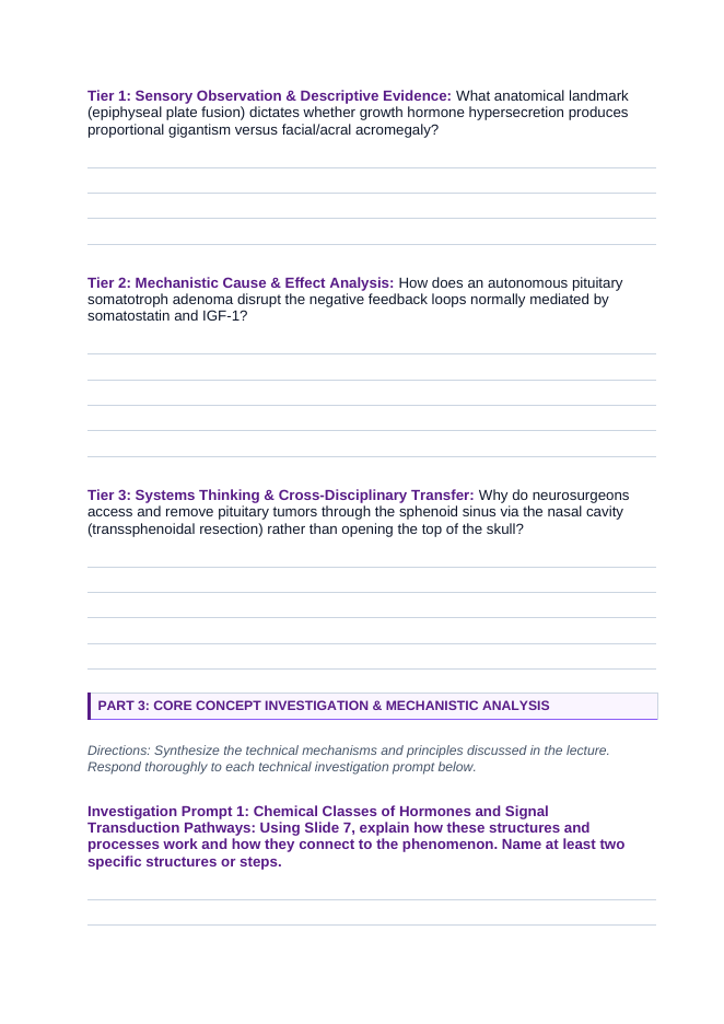 The Endocrine System Phenomena-Based Lesson: The Unchecked Giant: Why an 8-Foot-11 Man Never Stopped Growing Student Response Sheet sample page