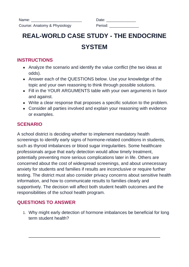 The Endocrine System Real-World Case Study sample page