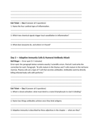 The Immune & Lymphatic Systems Bell Ringers & Exit Tickets sample page