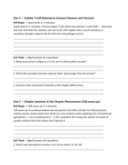 The Immune & Lymphatic Systems Bell Ringers & Exit Tickets sample page